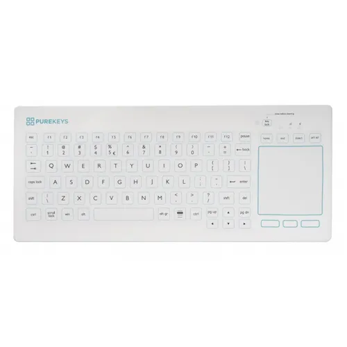 PUREKEYS HYGIENISCH SILICONE TOETSENBORD MET TOUCHPAD BEDRAAD